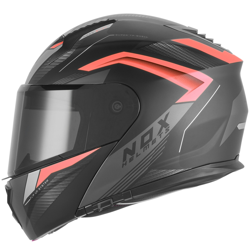 Preklopna motociklistička kaciga NOX N968 Shift mat crno-crvena