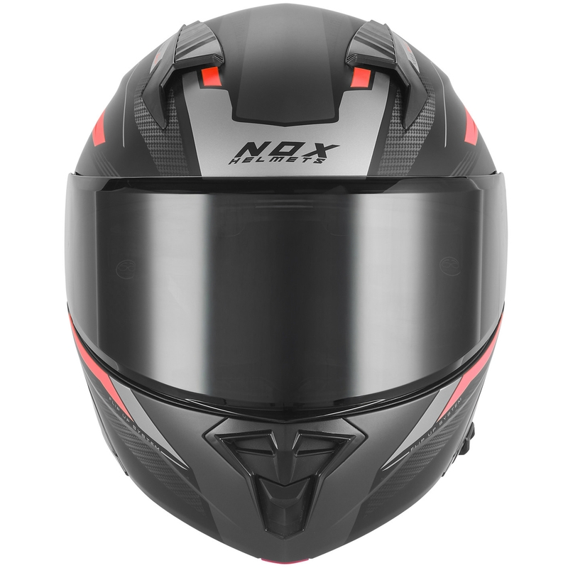Preklopna motociklistička kaciga NOX N968 Shift mat crno-crvena