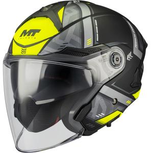 Otvorena motociklistička kaciga MT Cosmo SV Arrow B3 mat crno-sivo-fluo žuta