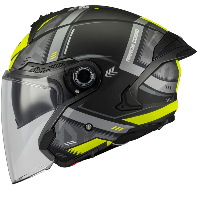 Otvorena motociklistička kaciga MT Cosmo SV Arrow B3 mat crno-sivo-fluo žuta
