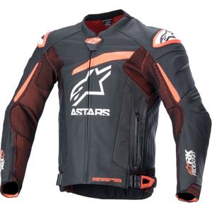 Kožna motociklistička jakna Alpinestars GP Plus R 4 Rideknit crno-fluo crveno-bijela