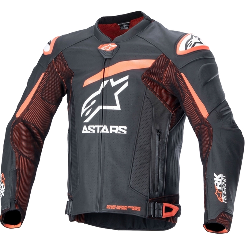Kožna motociklistička jakna Alpinestars GP Plus R 4 Rideknit crno-fluo crveno-bijela