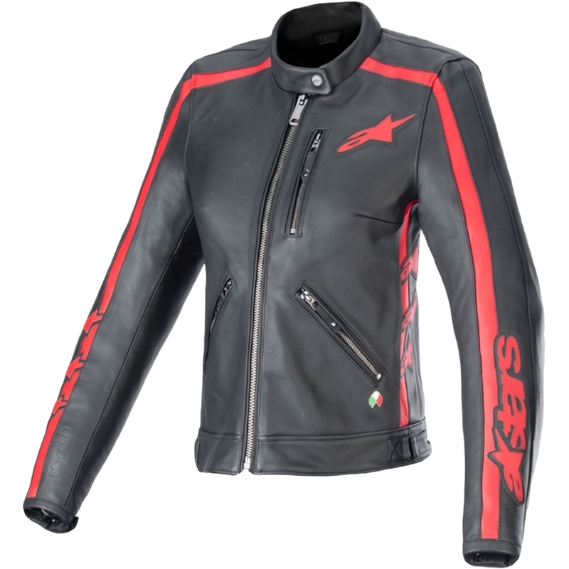 Alpinestars Stella Dyno ženska kožna motoristička jakna crno-crvena