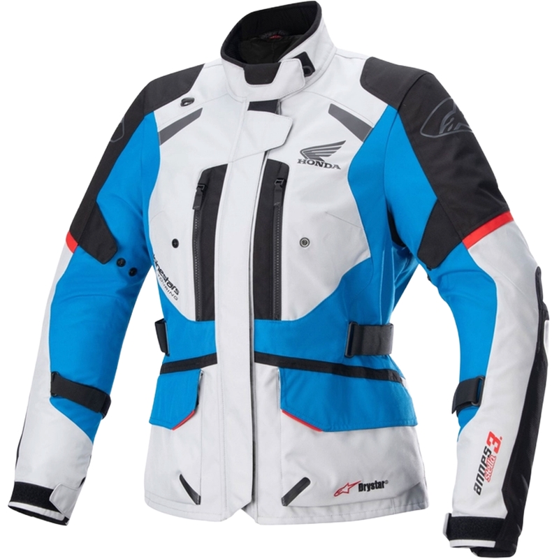 Ženska motoristička jakna Alpinestar Stella Andes Drystar Honda sivo-crna-plava-crvena 23