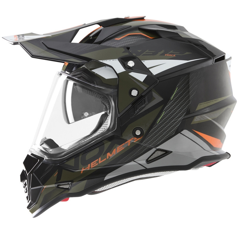 Enduro motociklistička kaciga NOX N312 Track kaki-narančasta