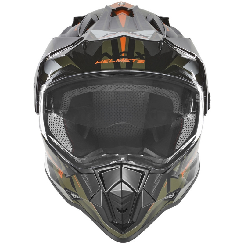 Enduro motociklistička kaciga NOX N312 Track kaki-narančasta