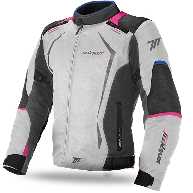 Ženska motoristička jakna SEVENTY DEGREES SD-JR49 sivo-plavo-roza