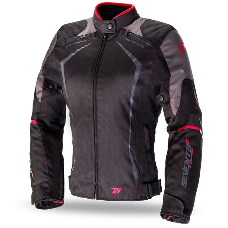 Ženska motoristička jakna SEVENTY DEGREES SD-JR49 crno-crvena