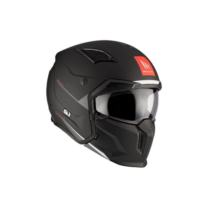 Kaciga otvorenog lica s maskom MT Streetfighter SV S Solid A1 crna mat s iridijevim vizirom - II. kvaliteta