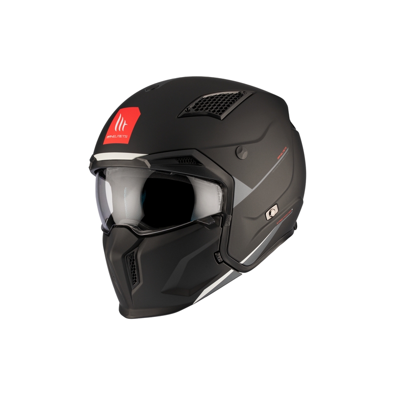 Kaciga otvorenog lica s maskom MT Streetfighter SV S Solid A1 crna mat s iridijevim vizirom - II. kvaliteta