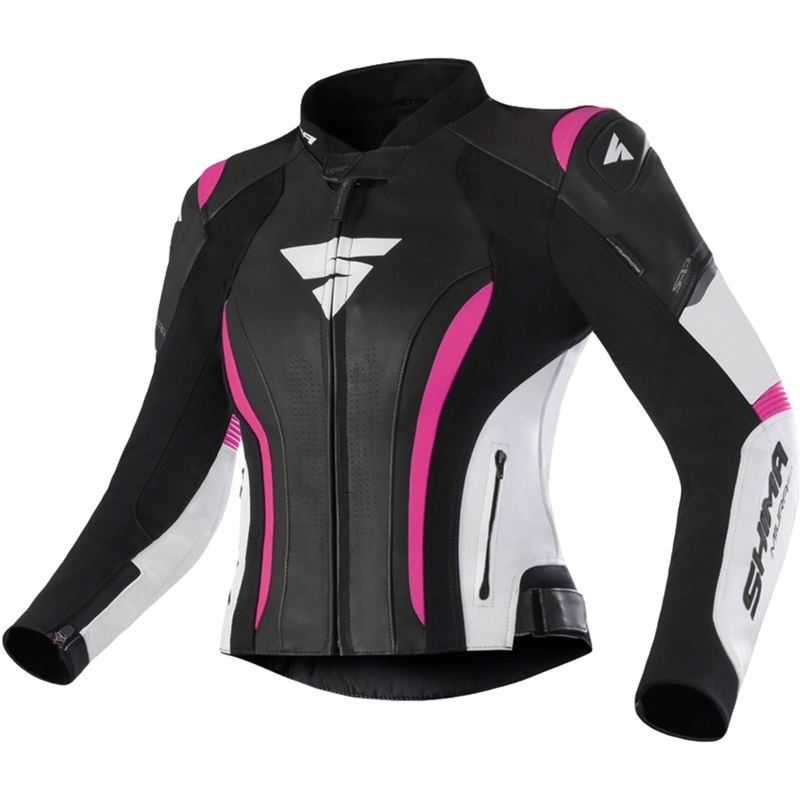 Ženska motoristička jakna Shima Miura 2.0 crno-bijelo-roza