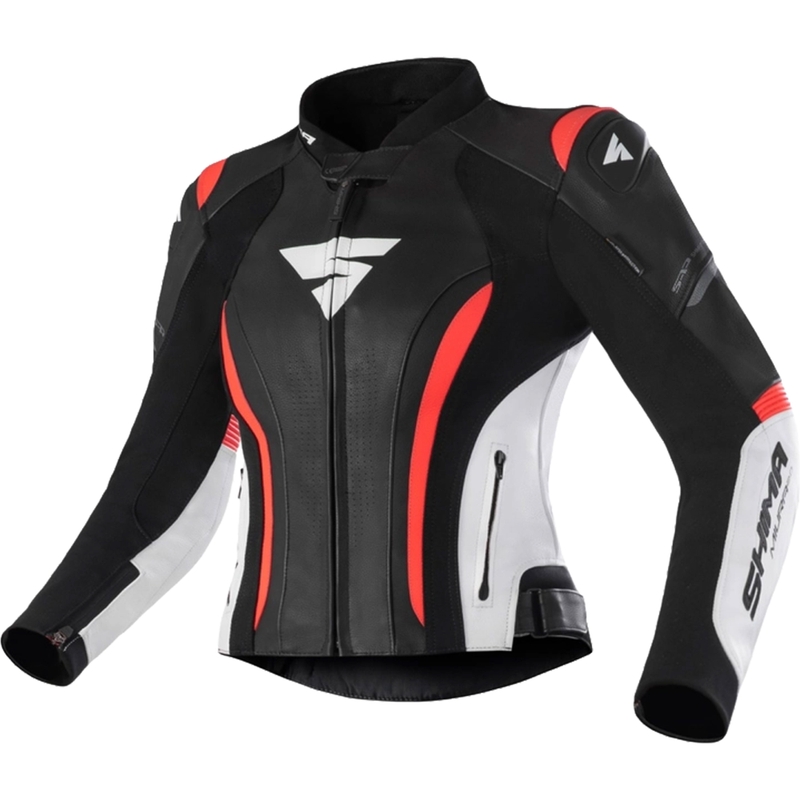 Ženska motoristička jakna Shima Miura 2.0 crno-bijela-fluo crvena