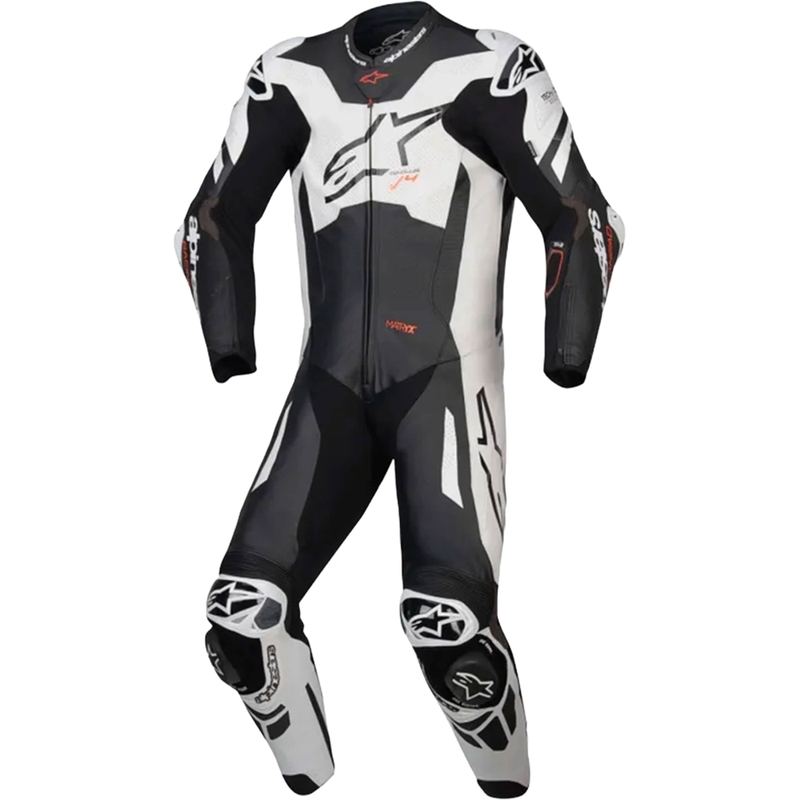 Alpinestars GP Plus V4 Sprint jednodijelno kožno odijelo, kompatibilno s Tech-Air sustavom, crno-bijelo-crveno fluo