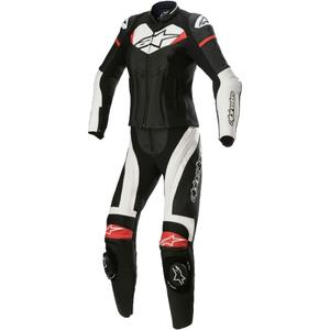 Alpinestars STELLA GP PLUS 2 žensko dvodijelno kožno motociklističko odijelo crno-bijelo-crveno