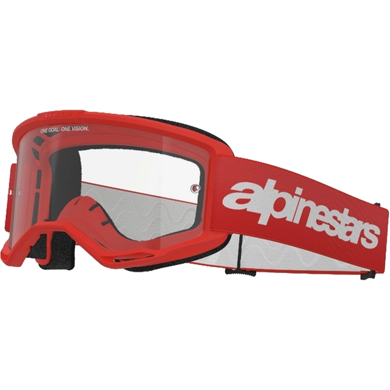 Alpinestars Vision 3 Wordmark crvene motocross naočale s prozirnim pleksiglasom