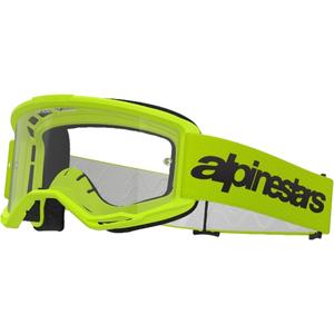 Naočale za motocross Alpinestars Vision 3 Wordmark fluo žute s prozirnim pleksiglasom