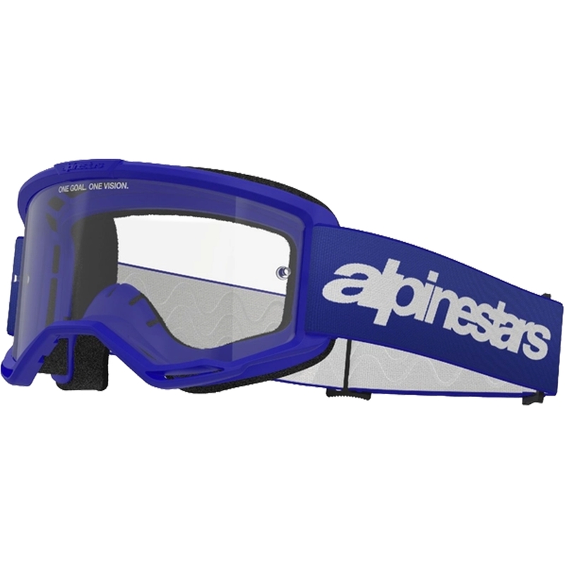 Alpinestars Vision 3 Wordmark plave motocross naočale s prozirnim pleksiglasom