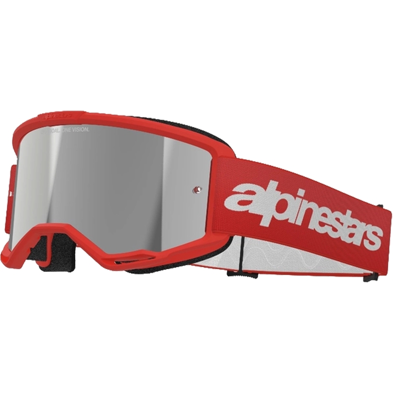Alpinestars Vision 3 Wordmark crvene motocross naočale sa srebrnim pleksiglasom