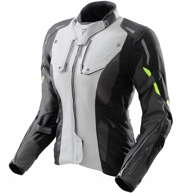 Ženska motociklistička jakna Rebelhorn Hiker IV crno-sivo-fluo žuta