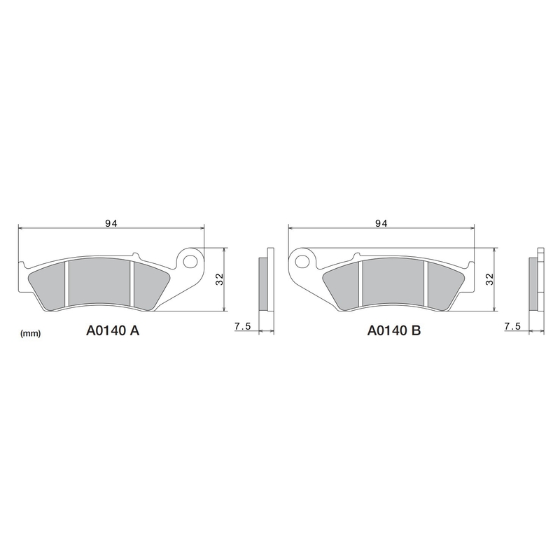 Kočione pločice NISSIN polumetalne 94x32x7,5 mm 2 kom