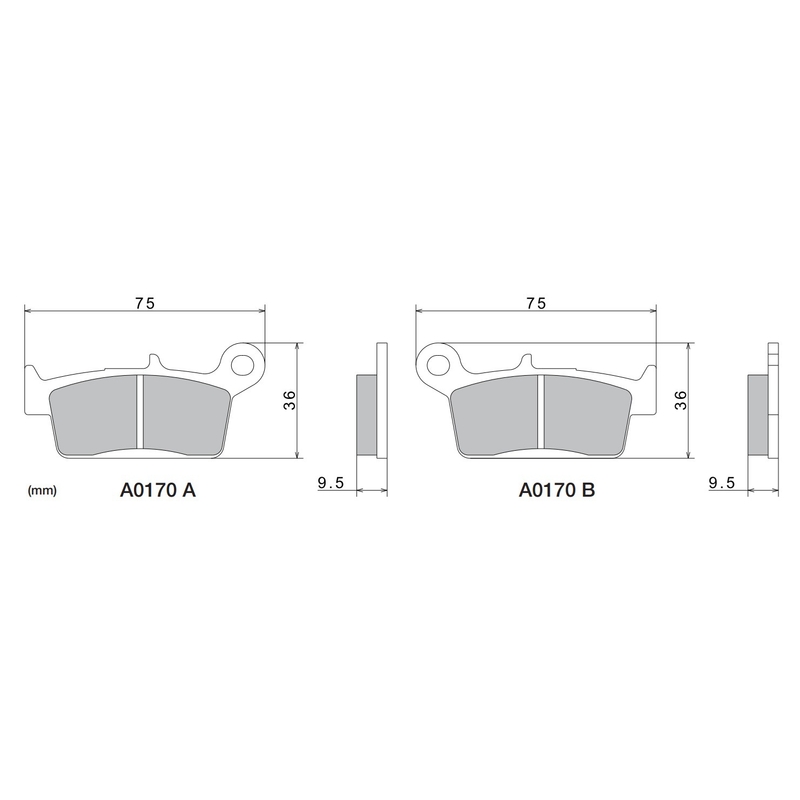 Kočione pločice NISSIN polumetalne 75x36x9,5 mm 2 kom