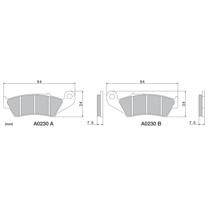 Kočione pločice NISSIN polumetalne 94x34x7,5 mm 2 kom