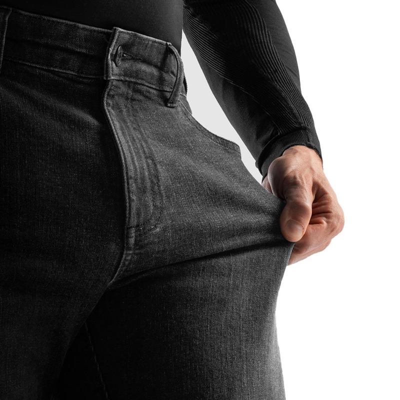 Rebelhorn klasične jednoslojne duge motociklističke traperice isprane crne boje