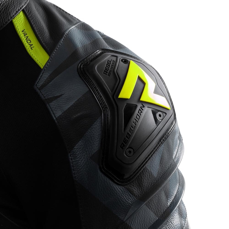 Rebelhorn Vandal 2 kožna motociklistička jakna crno-sivo-fluo žuta