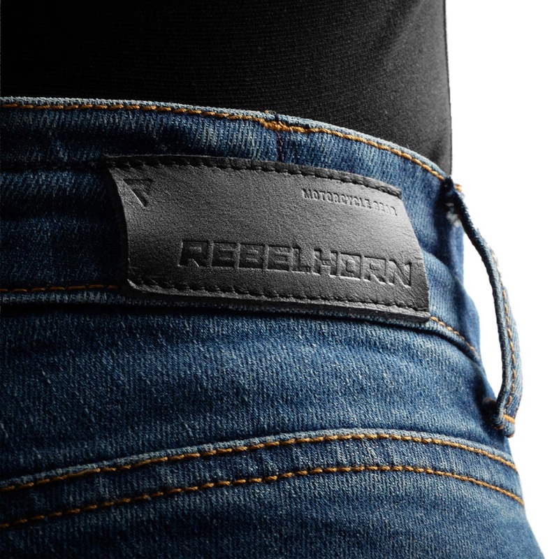 Ženske skraćene motociklističke traperice Rebelhorn Classic Monolayer isprano plave boje