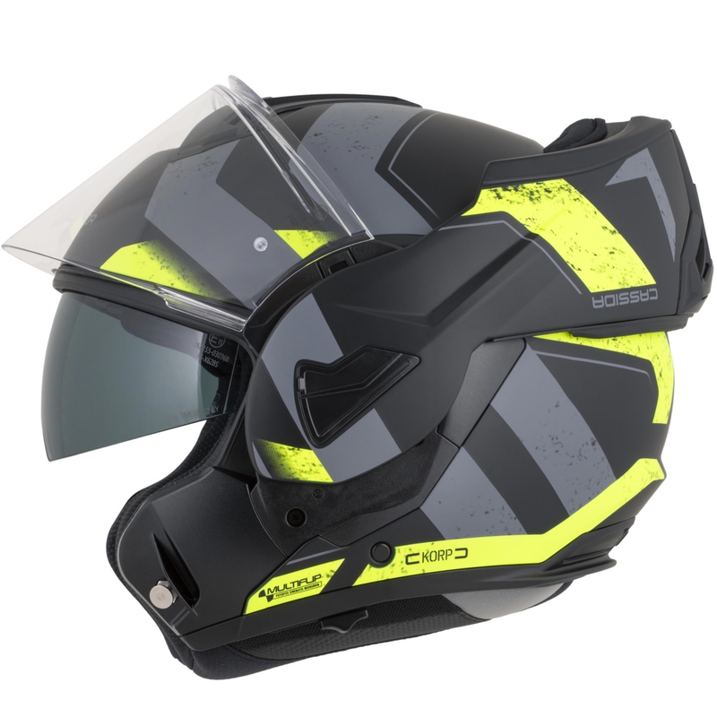 Cassida MultiFlip Korp preklopna motociklistička kaciga mat crno-fluo žuto-siva
