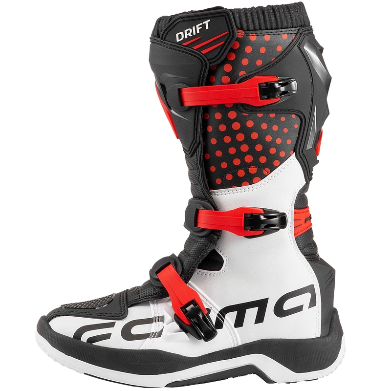 Dječje motociklističke čizme Forma Drift crno-crveno-bijele