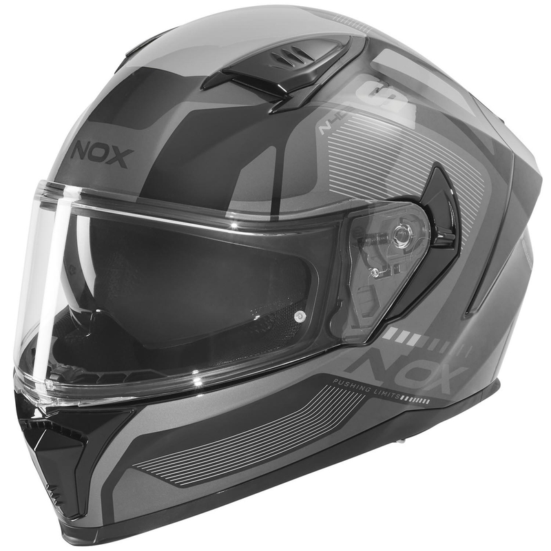 NOX N402 Mentor kaciga za motocikle s punim licem, crno-srebrna