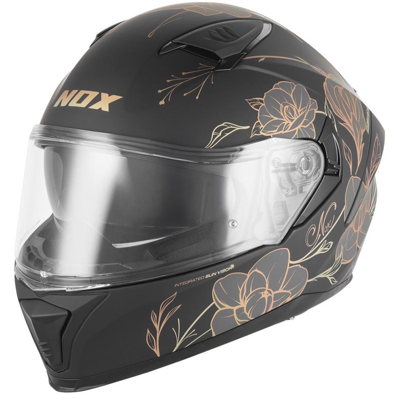 Integralna motociklistička kaciga NOX N402 Spring mat crno-zlatna