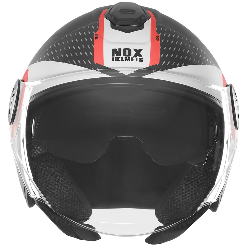 Otvorena motociklistička kaciga NOX N182 Okrugla mat crno-crvena