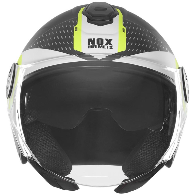 Otvorena motociklistička kaciga NOX N182 Okrugla mat crno-fluo žuta