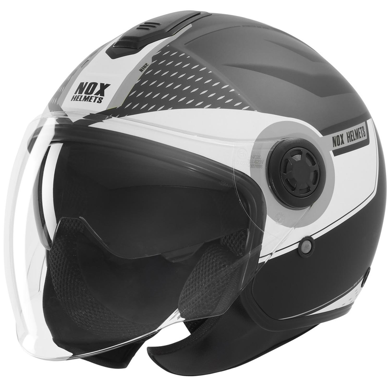 Otvorena motociklistička kaciga NOX N182 Okrugla mat crno-srebrna