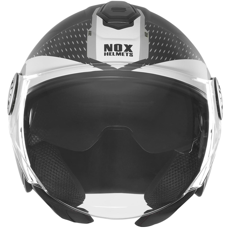 Otvorena motociklistička kaciga NOX N182 Okrugla mat crno-srebrna