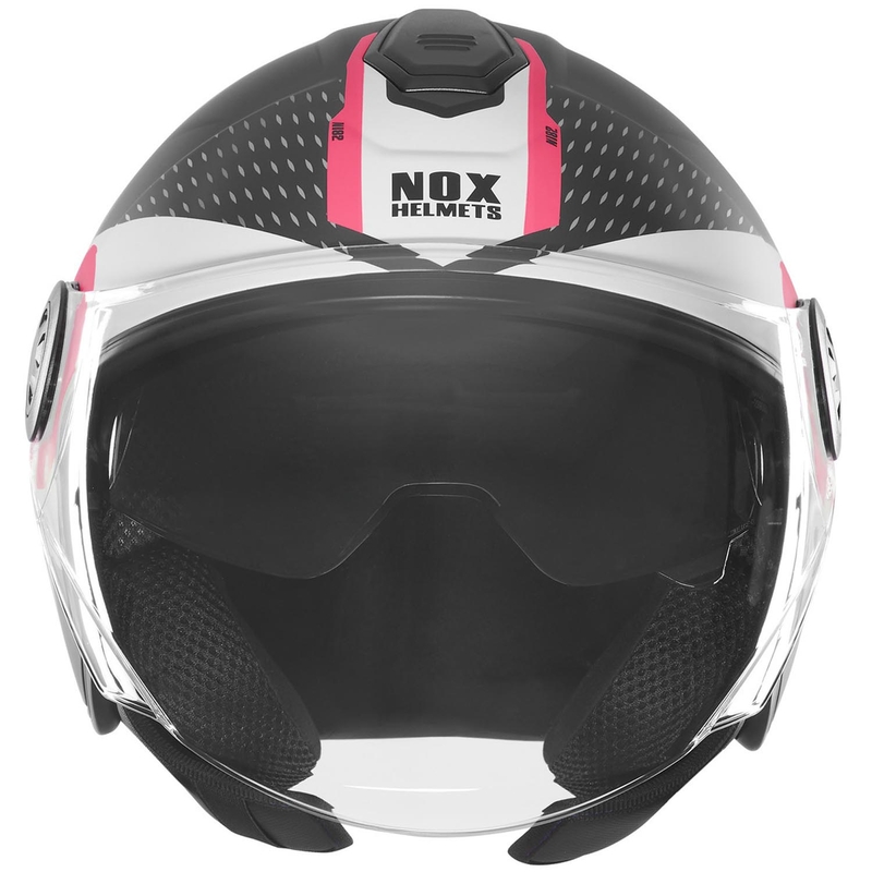 Otvorena motociklistička kaciga NOX N182 Okrugla mat crno-roza