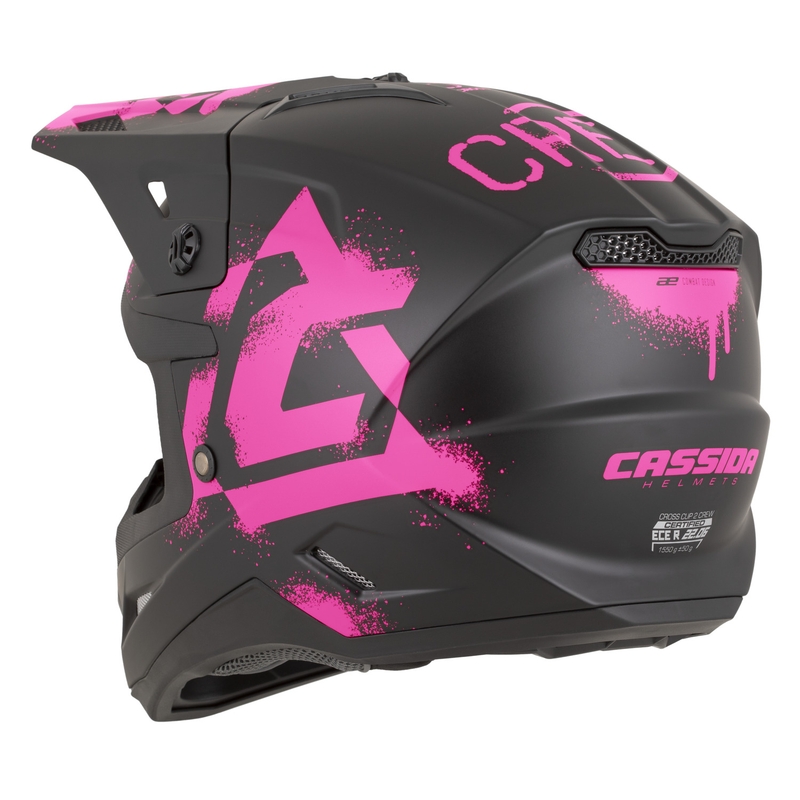 Cassida Cross Cup 2 Crew motocross kaciga mat crno-fluo roza