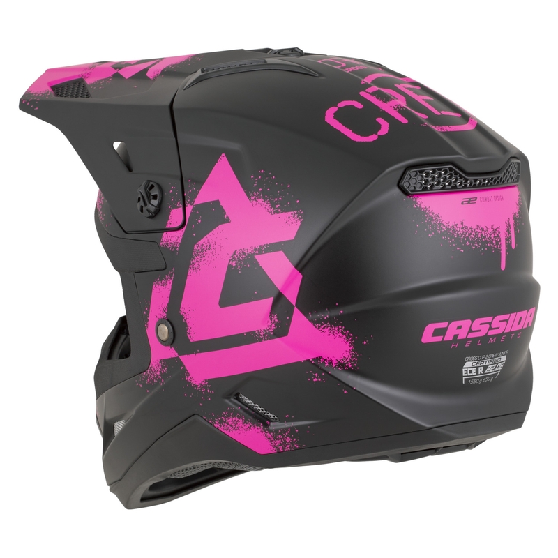 Dječja motokros kaciga Cassida Cross Cup 2 Crew Junior mat crno-fluo roza