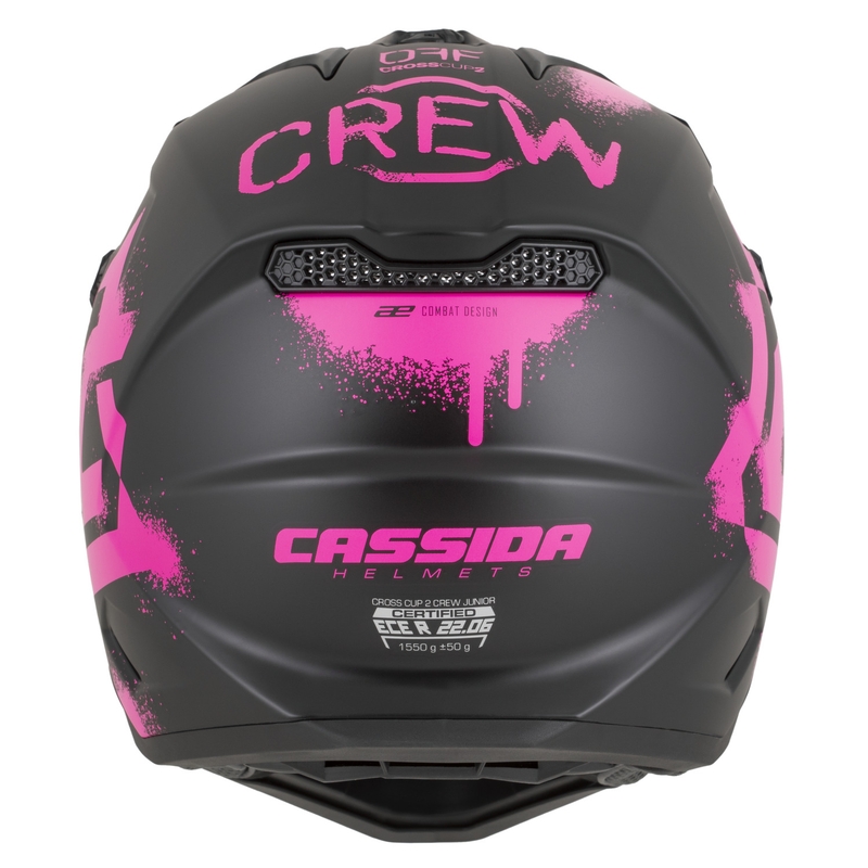 Dječja motokros kaciga Cassida Cross Cup 2 Crew Junior mat crno-fluo roza