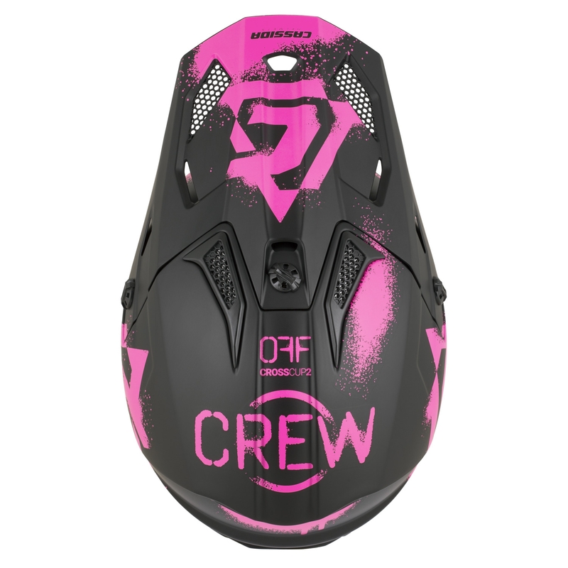 Dječja motokros kaciga Cassida Cross Cup 2 Crew Junior mat crno-fluo roza