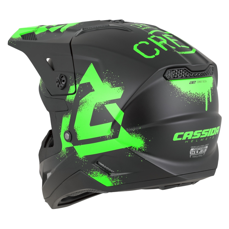Dječja motokros kaciga Cassida Cross Cup 2 Crew Junior mat crno-fluo zelena