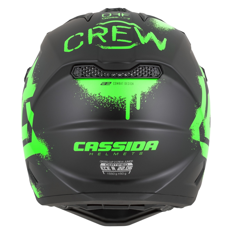 Dječja motokros kaciga Cassida Cross Cup 2 Crew Junior mat crno-fluo zelena