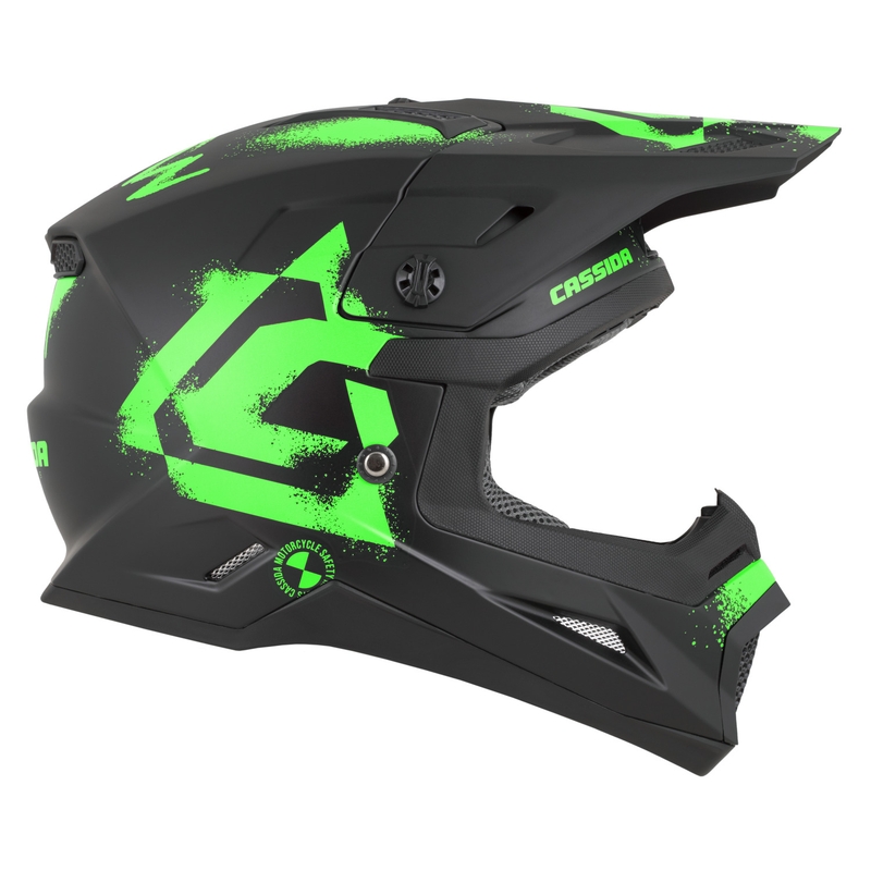 Dječja motokros kaciga Cassida Cross Cup 2 Crew Junior mat crno-fluo zelena