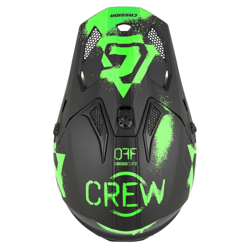 Dječja motokros kaciga Cassida Cross Cup 2 Crew Junior mat crno-fluo zelena