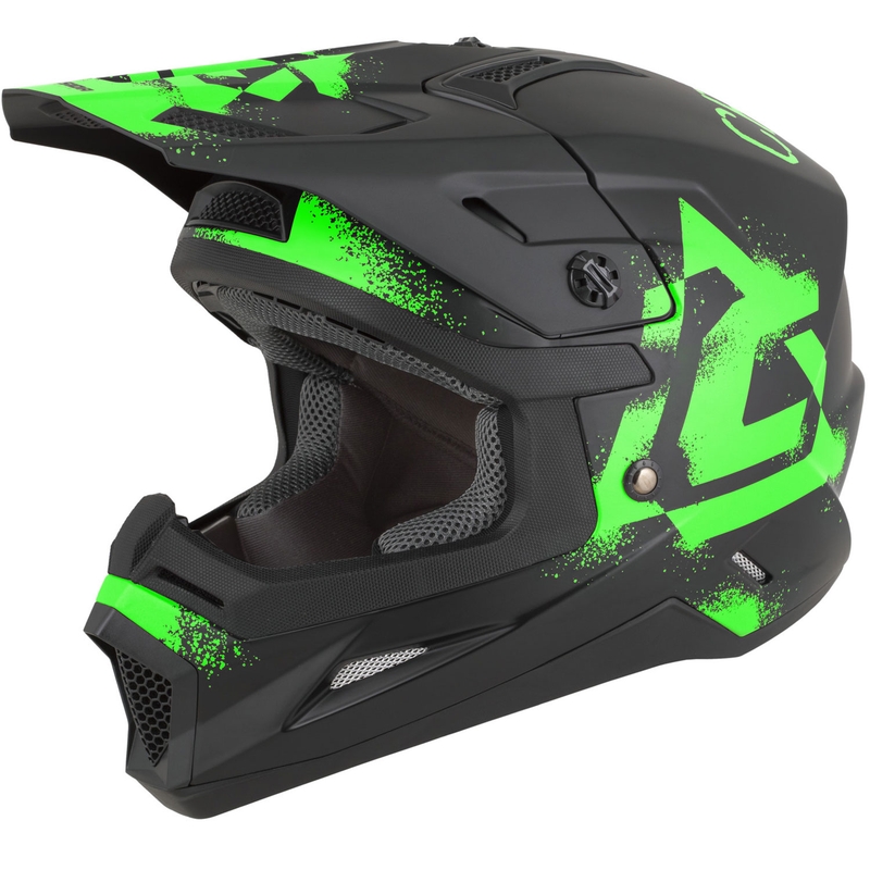 Dječja motokros kaciga Cassida Cross Cup 2 Crew Junior mat crno-fluo zelena