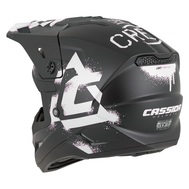 Dječja motokros kaciga Cassida Cross Cup 2 Crew Junior mat crno-bijela