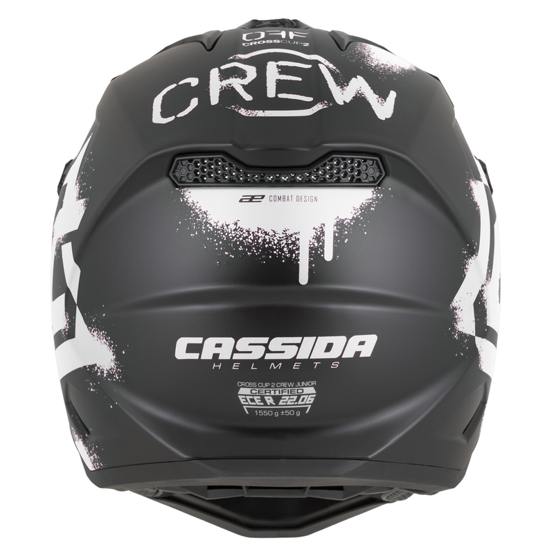 Dječja motokros kaciga Cassida Cross Cup 2 Crew Junior mat crno-bijela