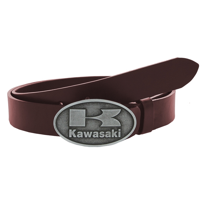Kožni moto remen s kopčom Kawasaki smeđi